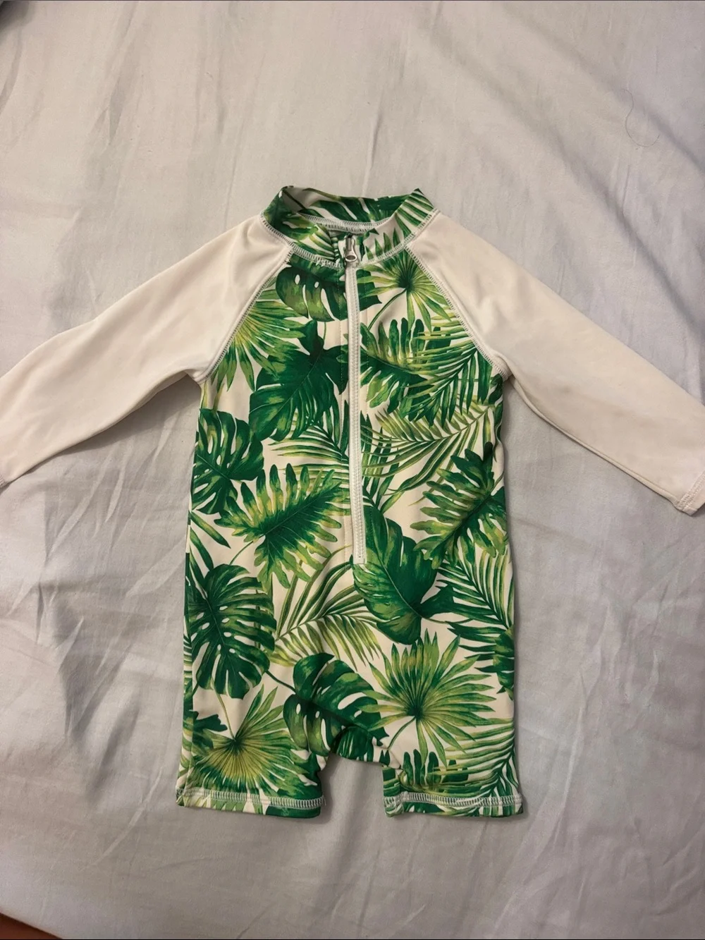Janie and Jack tropical leaf Rash Guard One-Piece Swimsuit 12-18 months